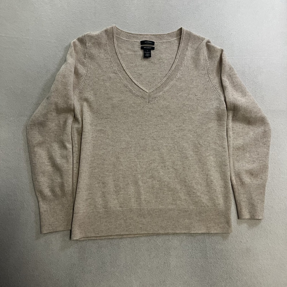 Halogen Sweater Womens Large Beige 100% Cashmere Knit Super Soft Casual Ladies